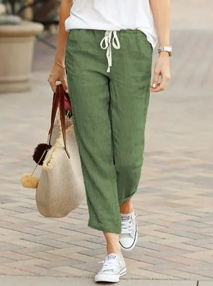 Casual Y2K Drawstring Elastic Waist Ankle Length Pants