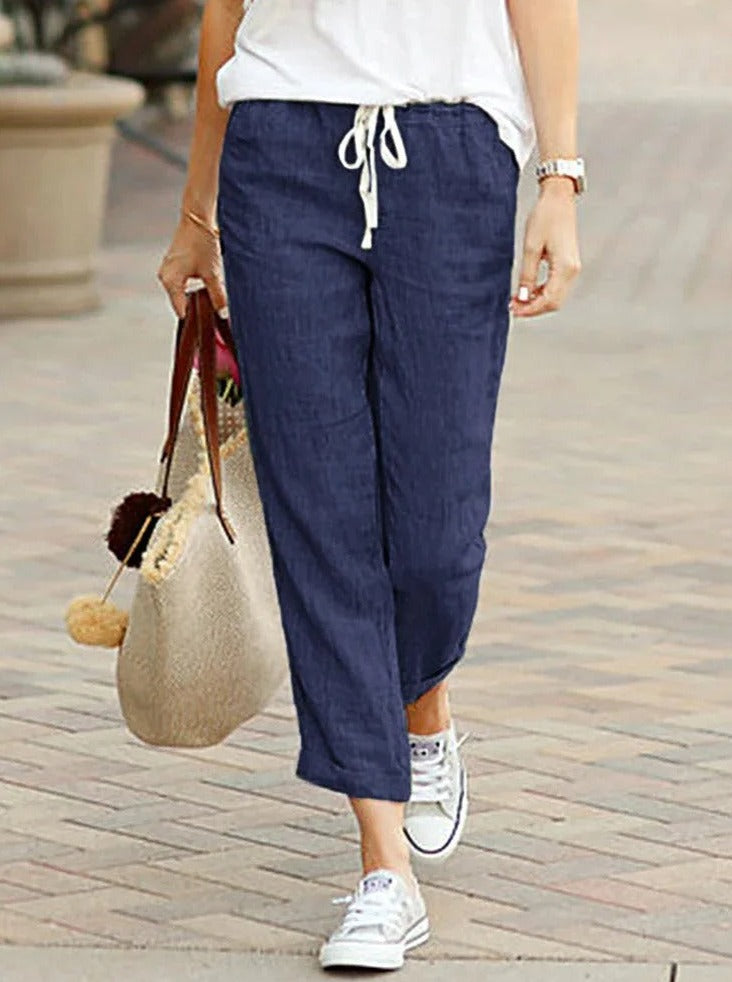 Casual Y2K Drawstring Elastic Waist Ankle Length Pants