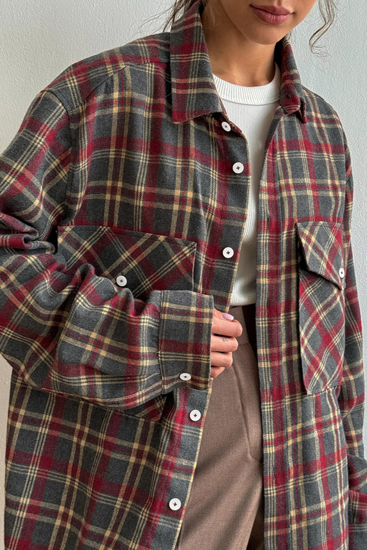 Casual Oversized Plaid Flannel Shirt