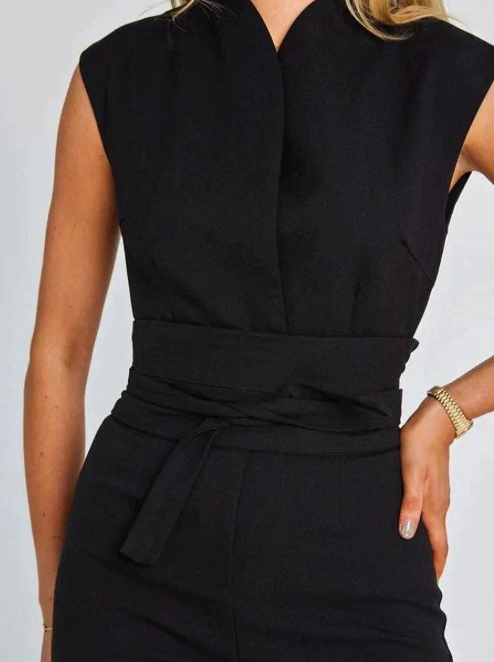 Sleeveless Tie Waist Wide Leg Jumpsuit