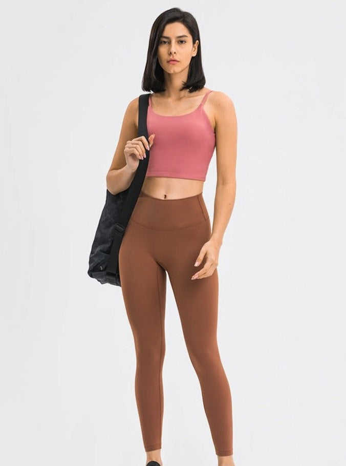 Peach Pink Ærmeløs Sport Yoga Crop Top 