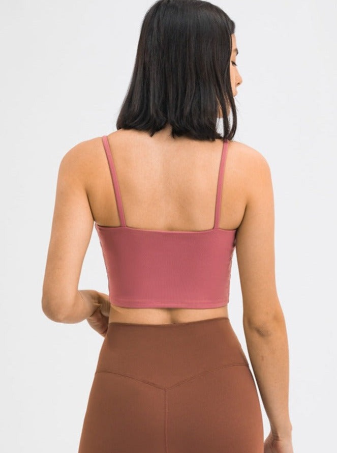 Peach Pink Ærmeløs Sport Yoga Crop Top 