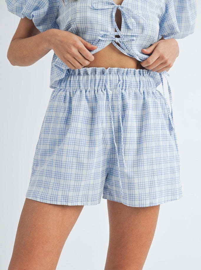 Puff Sleeve Buttoned Shirt and Shorts Set