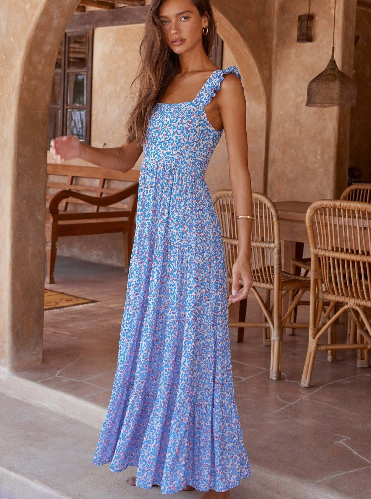 Bohemian Halter Flowy Midi-kjole 