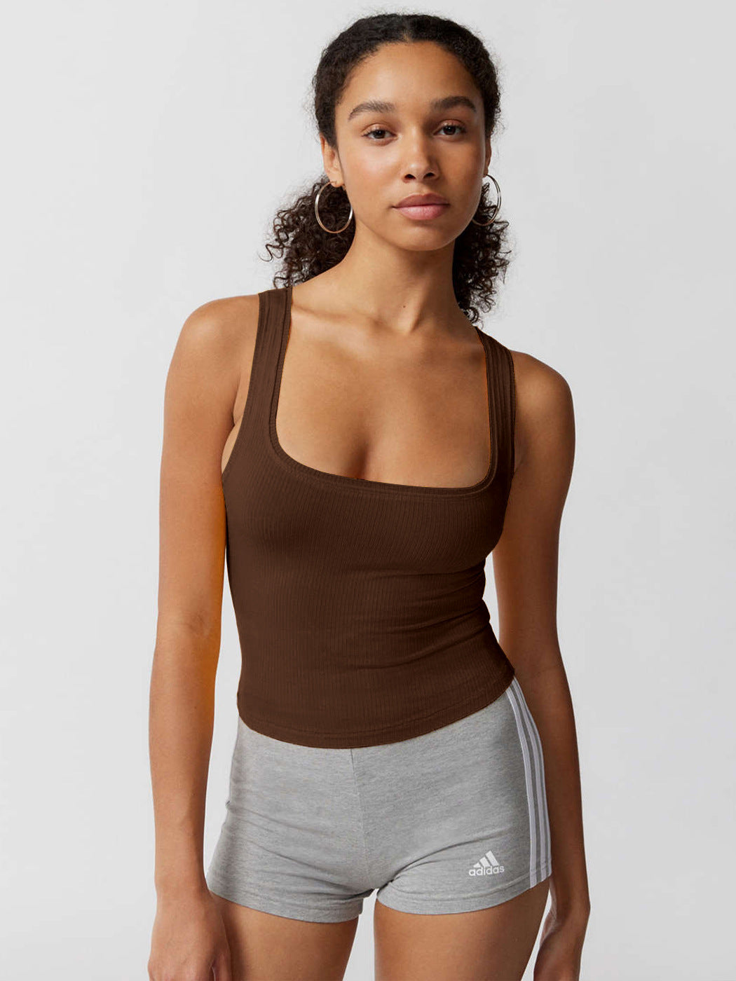 Brown Knitted Sexy Bodycon Crop Top