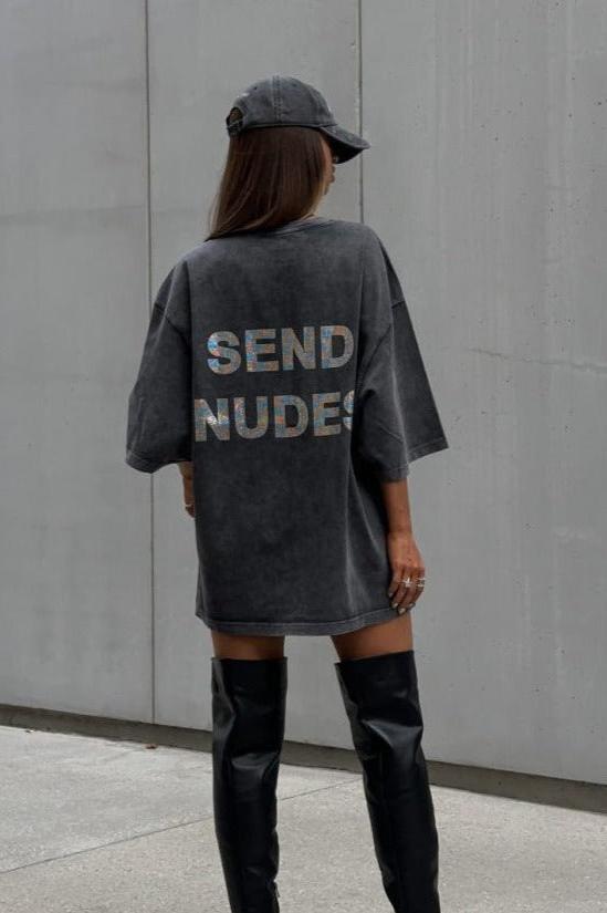 Trendy Oversize Streetwear Distressed Letter Printed Bomuldsskjorte 