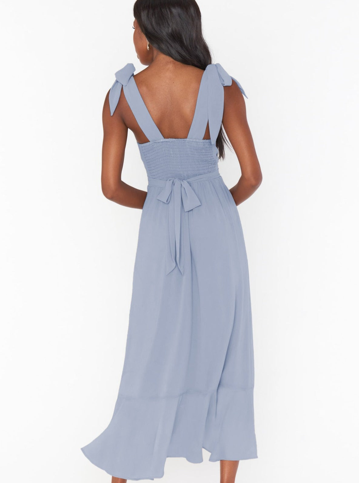 Elegant Solid Color Square Neck Midi Dress