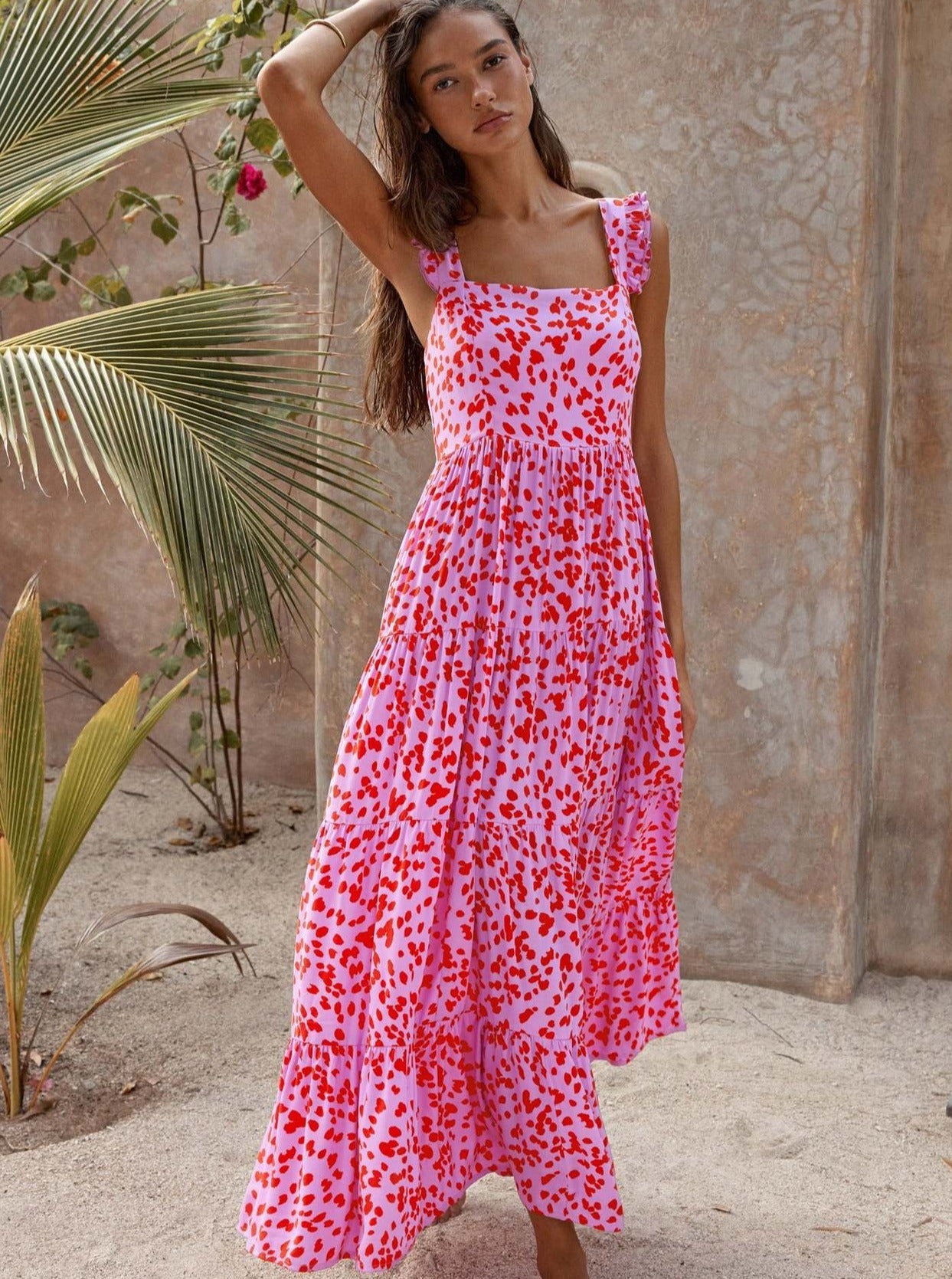 Bohemian Halter Flowy Midi-kjole 