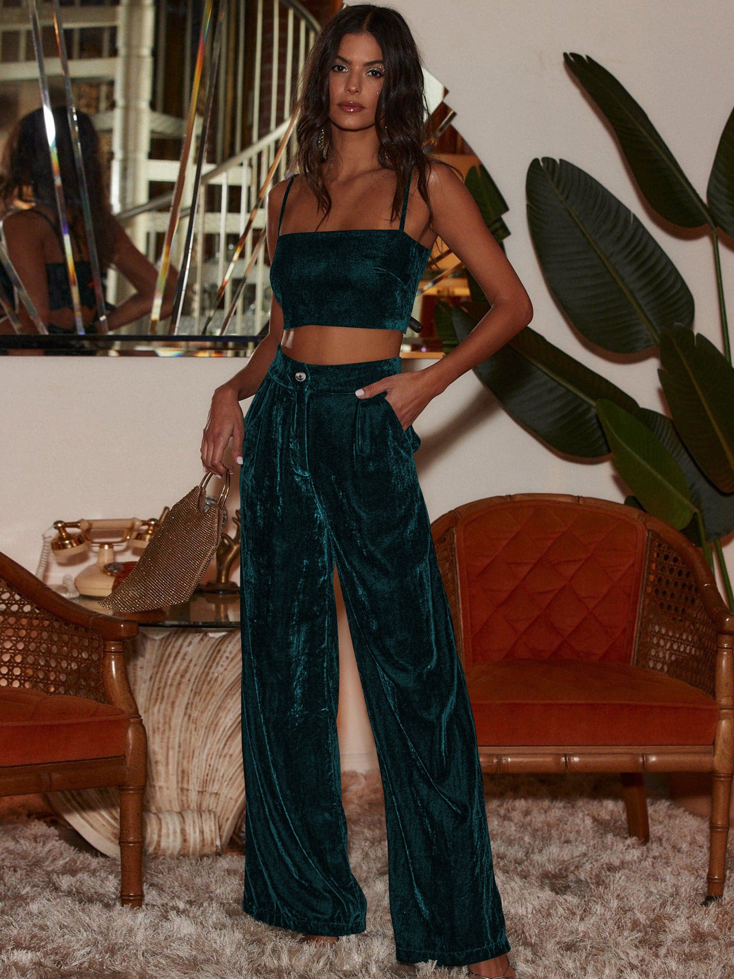 Luxurious High-Waisted Velvet Pants