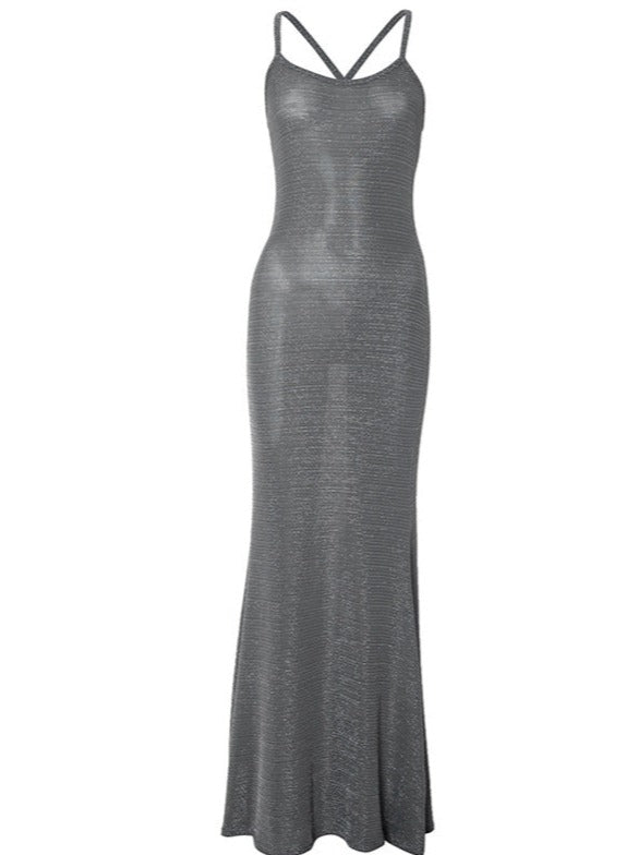 Grå Slim Sleeve Less Bodycon Maxikjole 