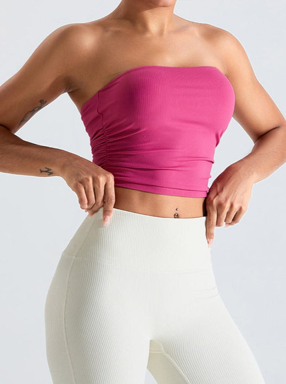 Lyserød gevind, bryst-omviklet, slim fit tube Top 