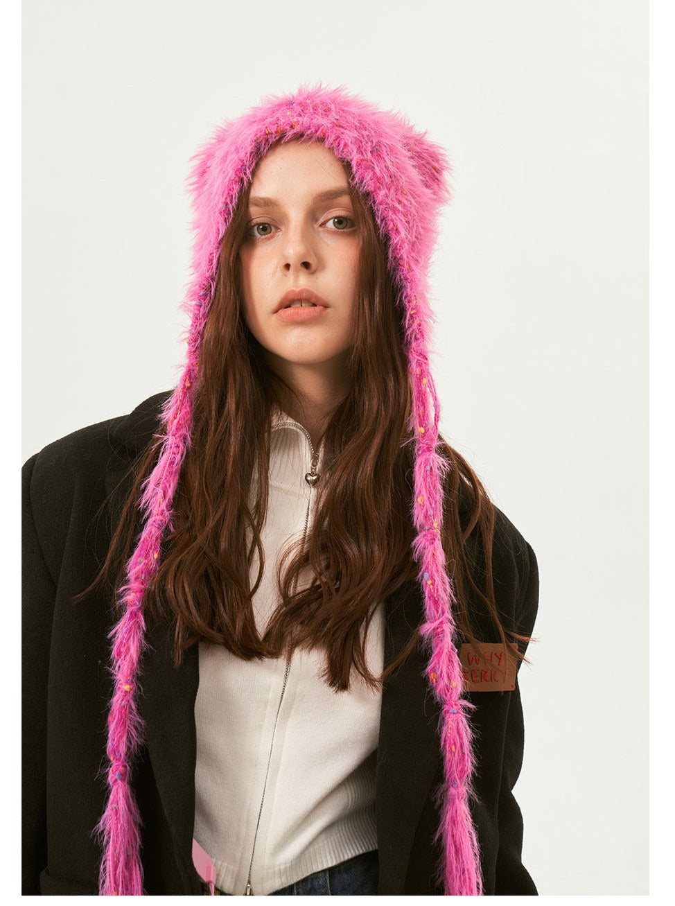 Pink Warm Bear Winter Beanie Hat til kvinder 