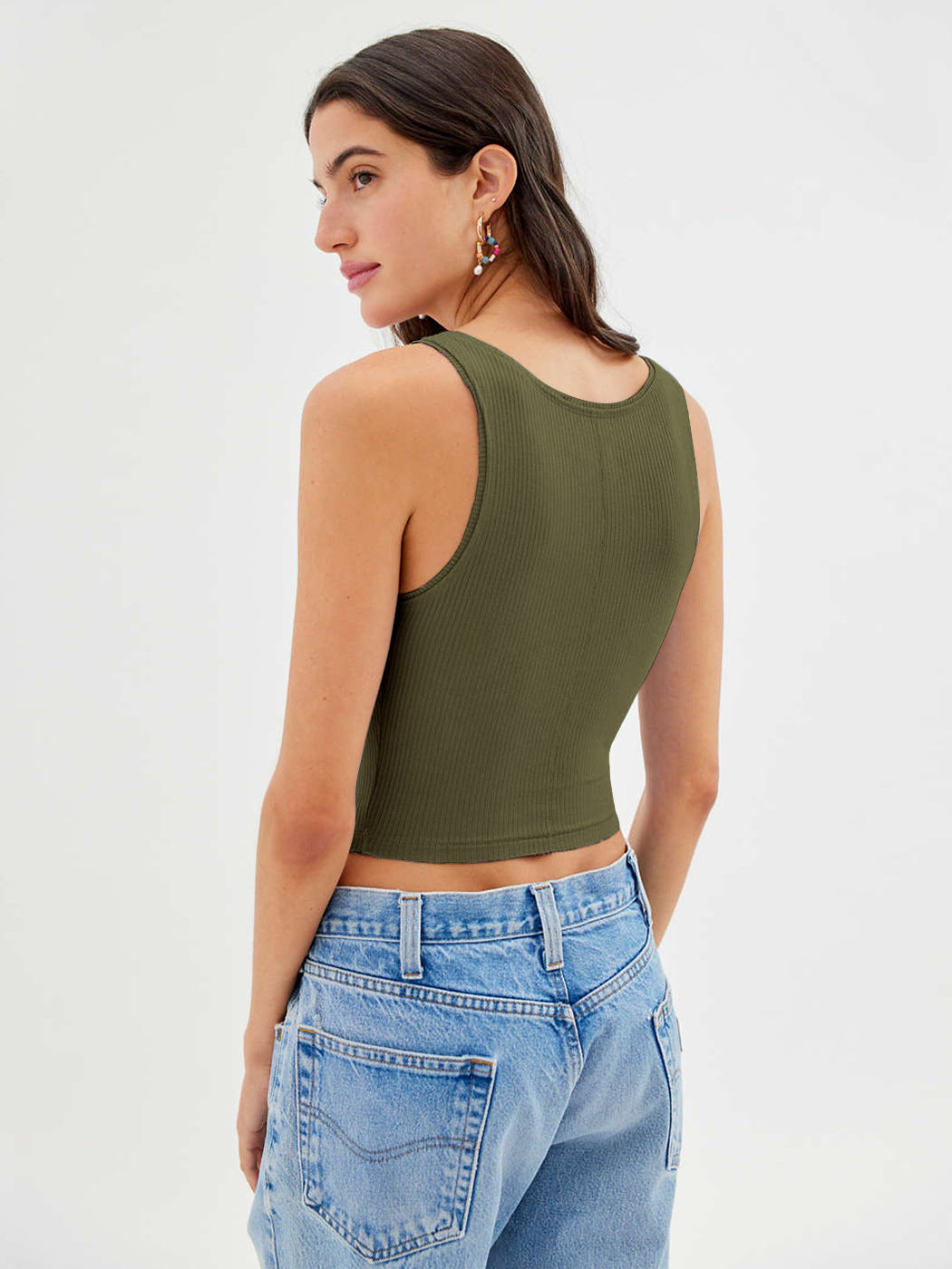 Grøn strikket sexet Bodycon Crop Top 