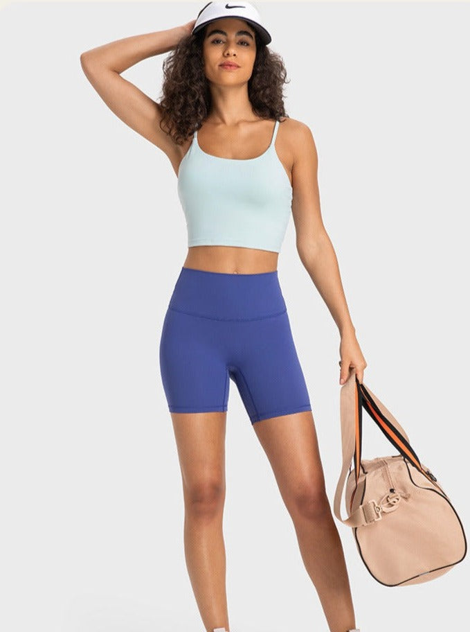 Lyseblå ærmeløs Sport Yoga Crop Top 