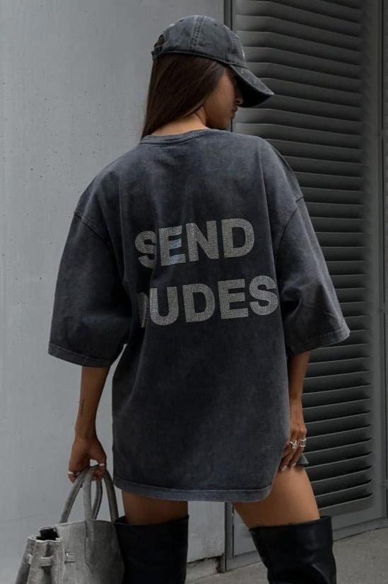 Trendy Oversize Streetwear Distressed Letter Printed Bomuldsskjorte 