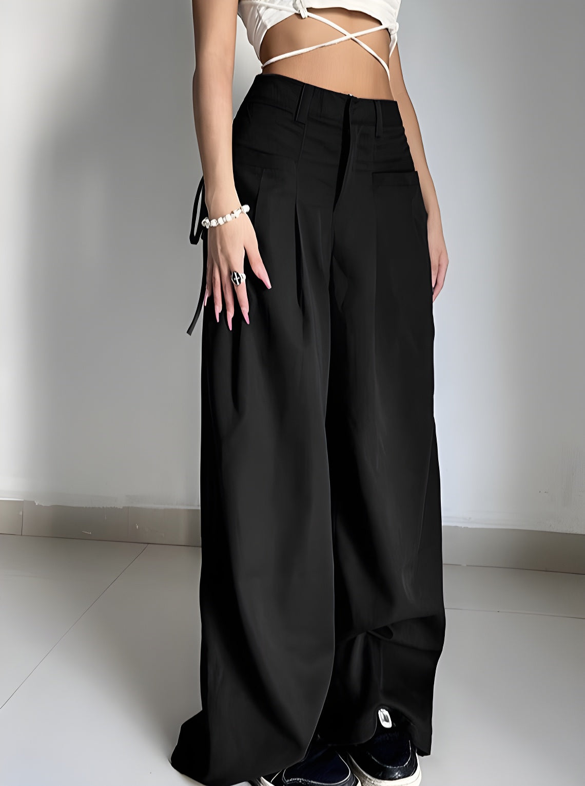 Retro Street Loose Wide Leg Low Waist Pants