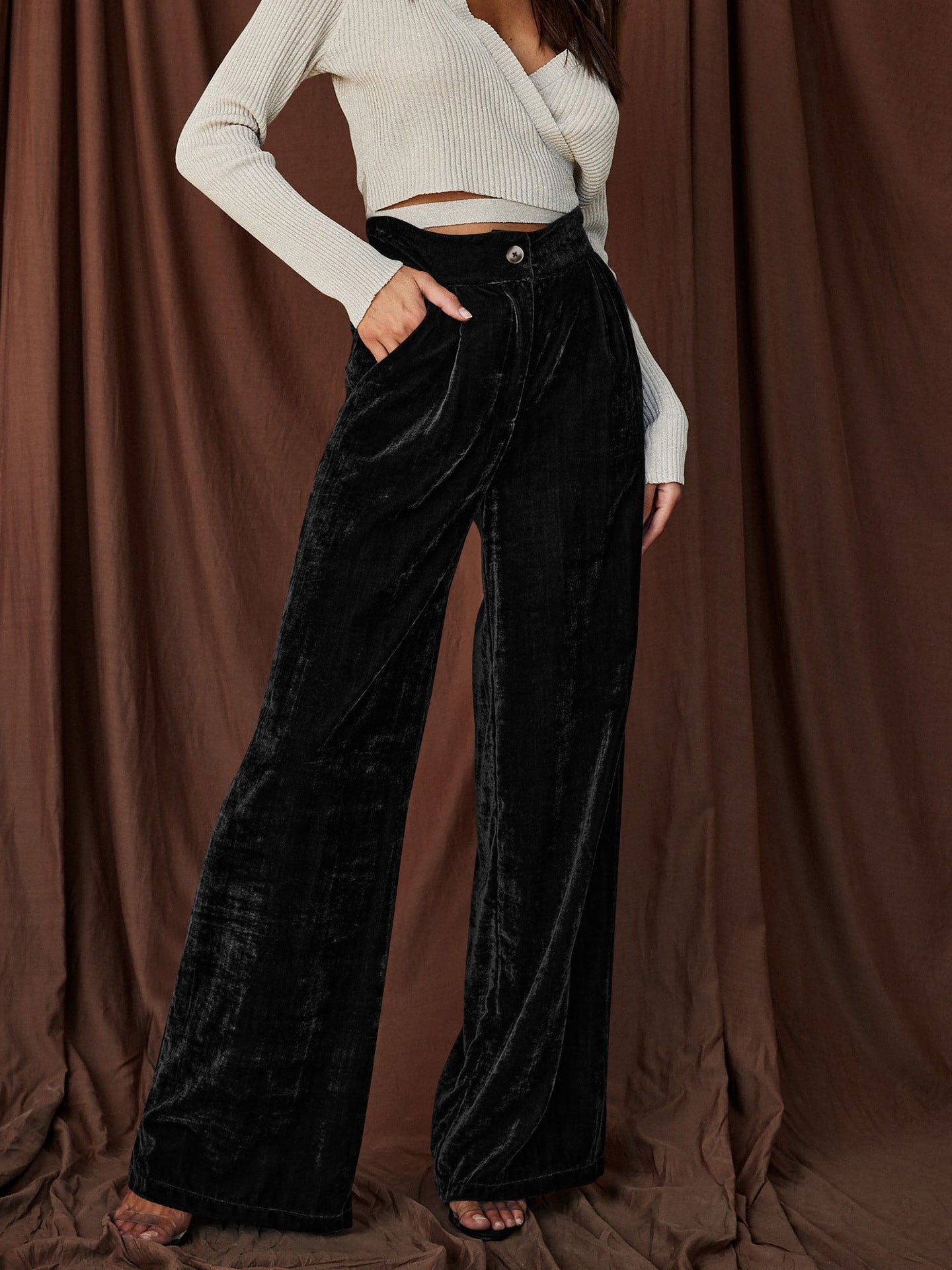 Luxurious High-Waisted Velvet Pants