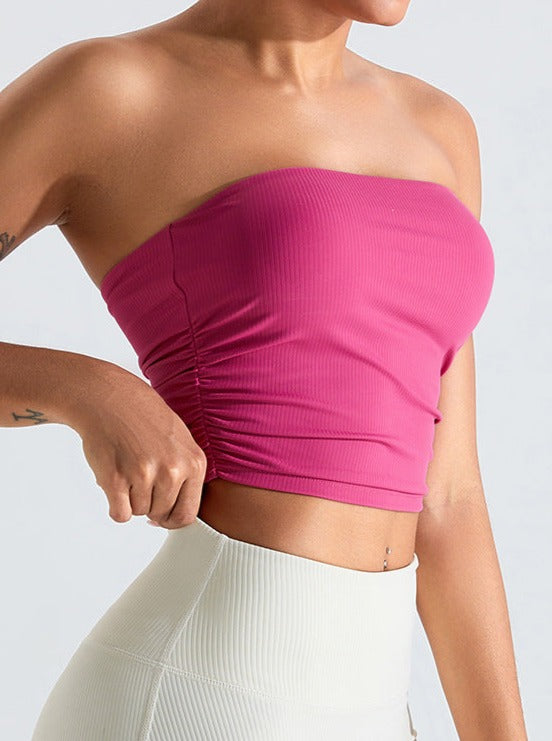 Lyserød gevind, bryst-omviklet, slim fit tube Top 