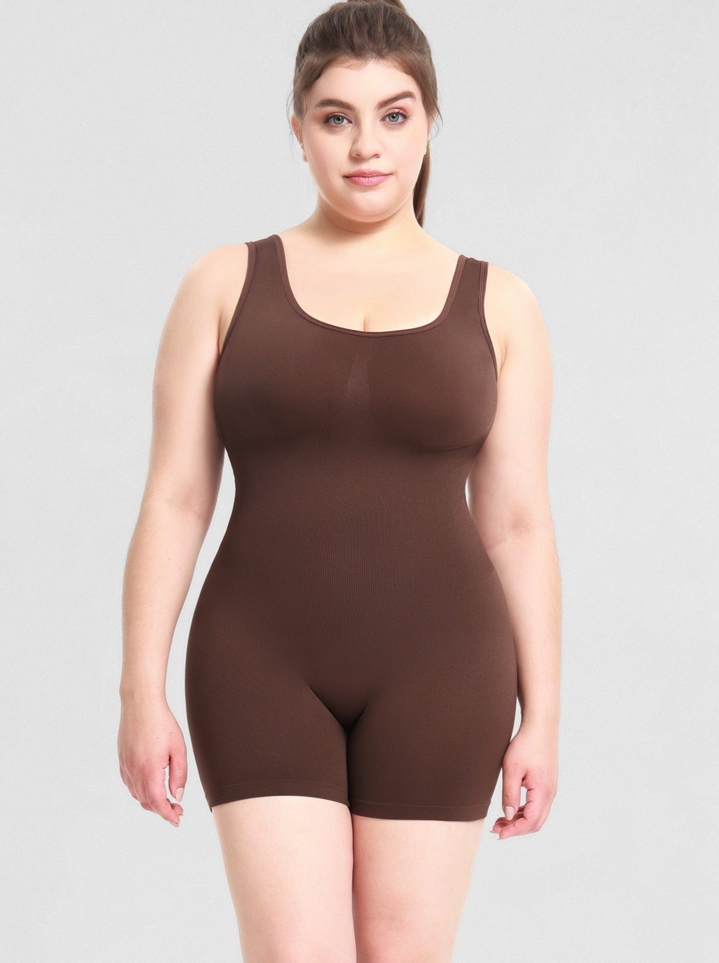 Brun Plus Size Tummy Control Romper Bodysuit 