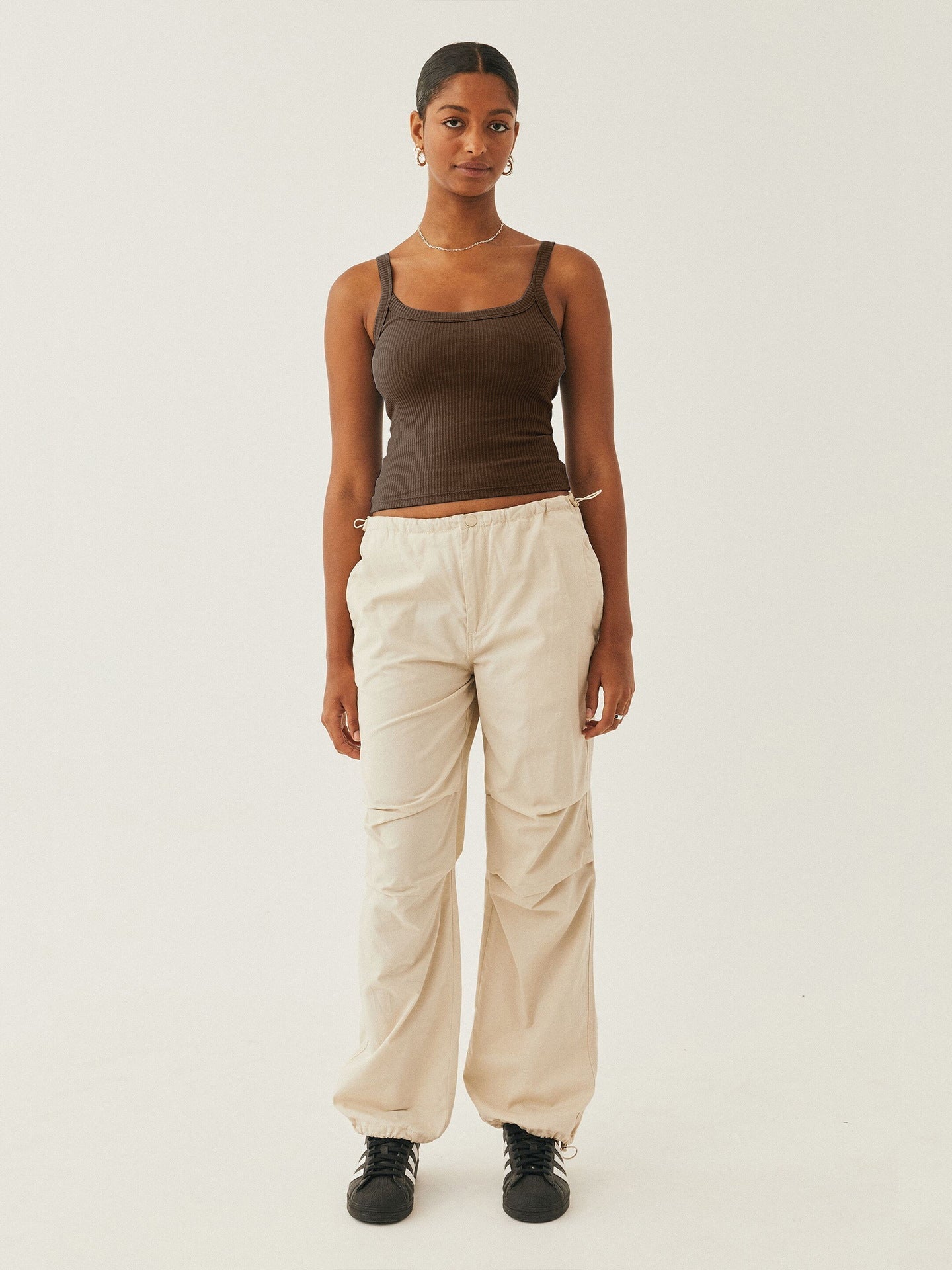 Mørkebrun Sexet strikket Camisole ærmeløs Crop Top 