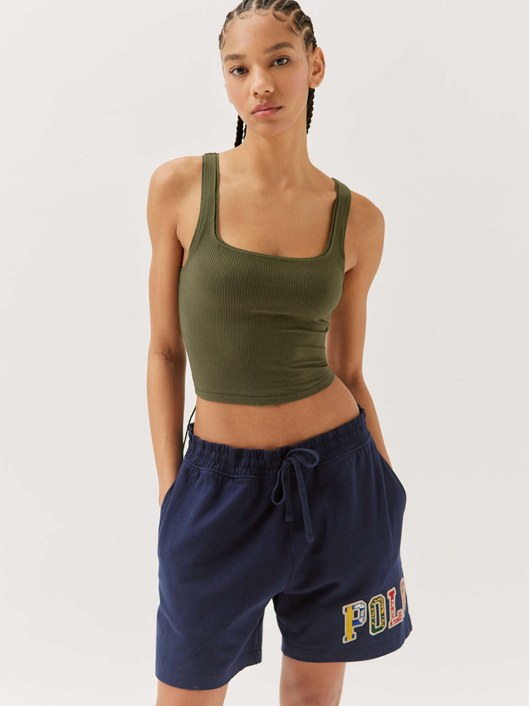 Grøn strikket sexet Bodycon Crop Top 