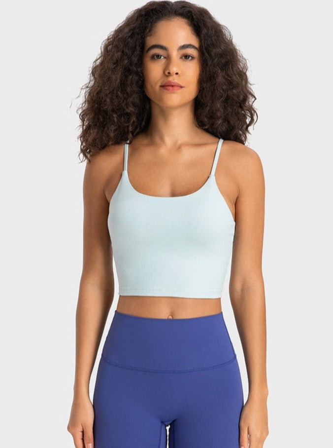 Lyseblå ærmeløs Sport Yoga Crop Top 