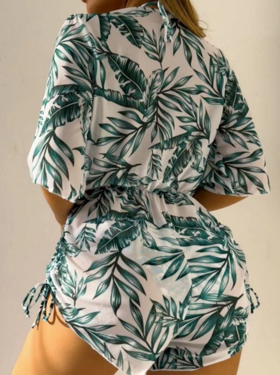 Tropical Printed Three Piece Sexy Bikini