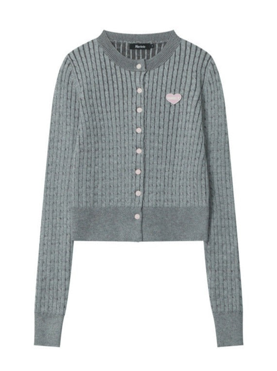 Strikket cardigan langærmet broderet top 