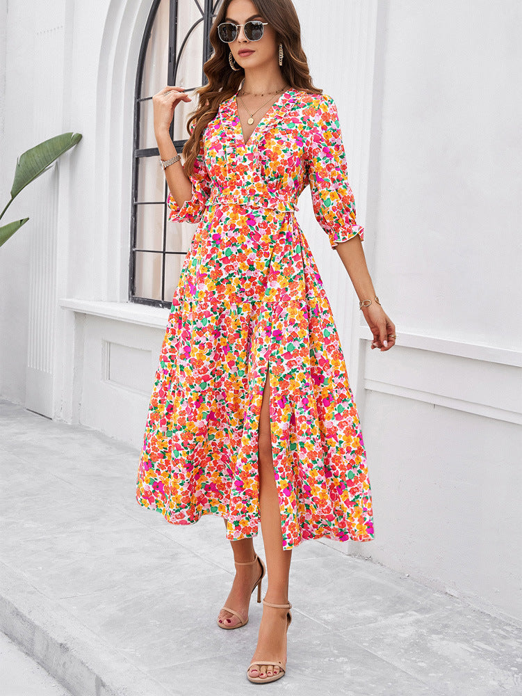 V-Neck Floral Printed Sundress