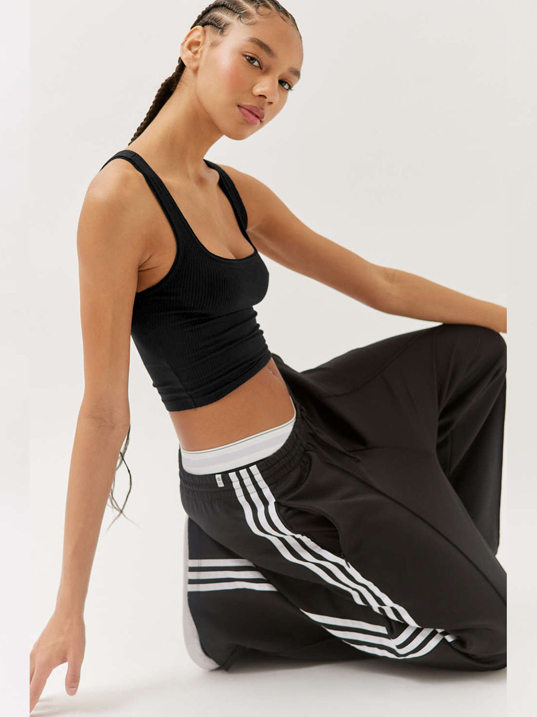 Sort strikket sexet Bodycon Crop Top 