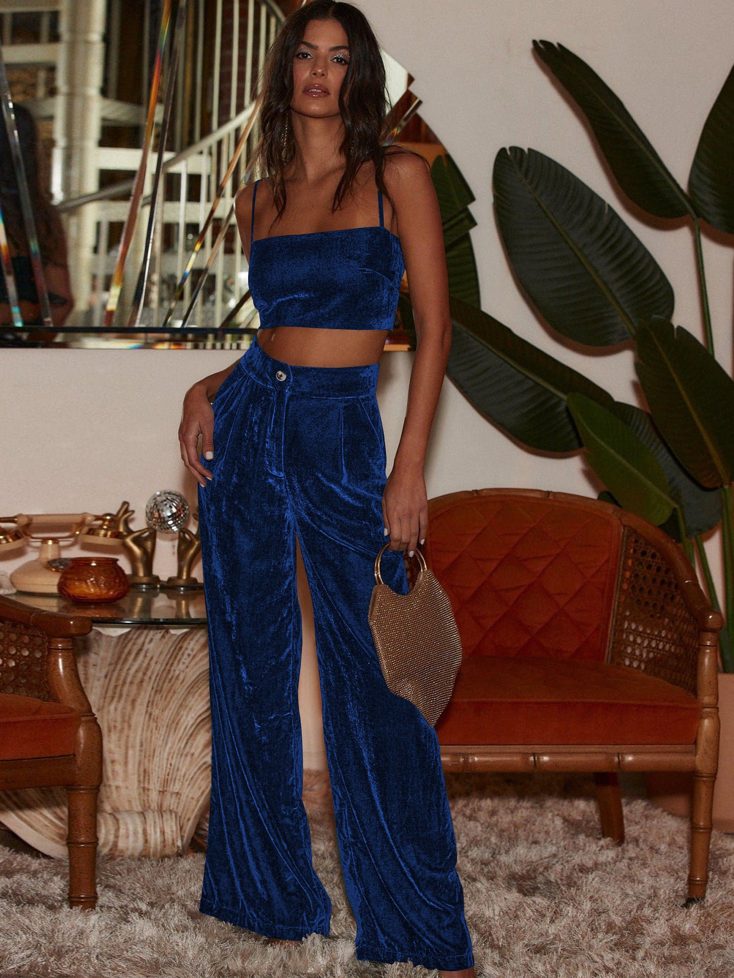 Luxurious High-Waisted Velvet Pants