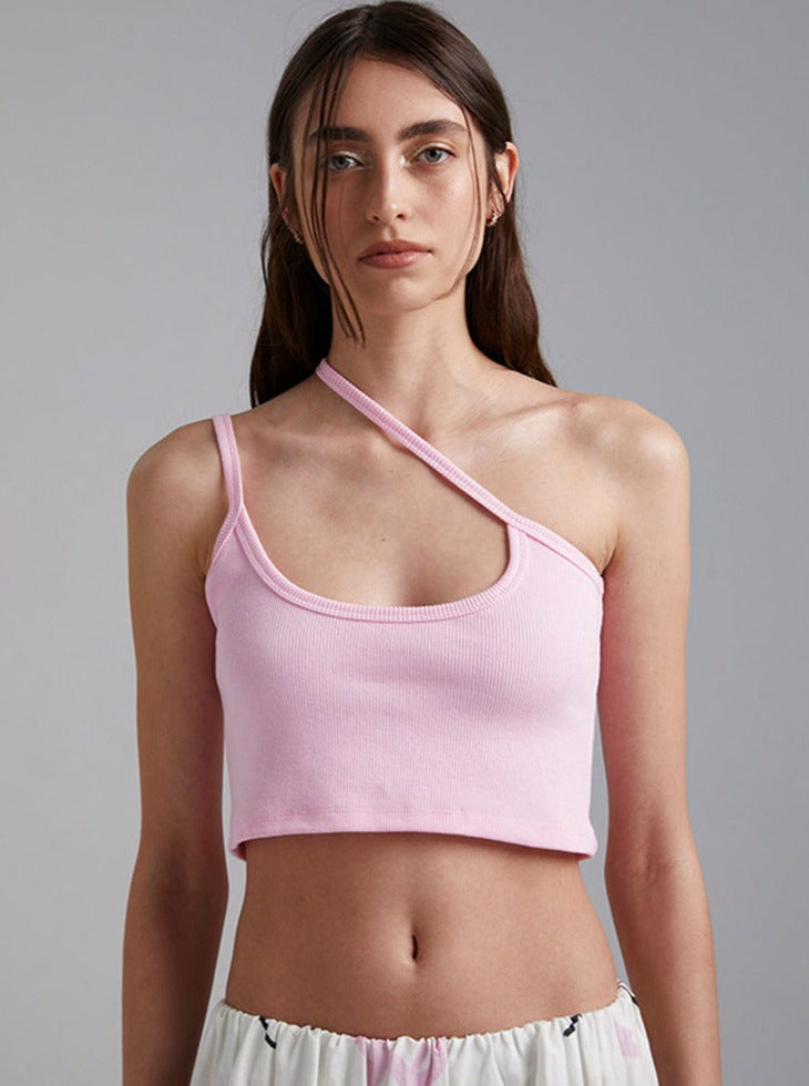 Asymmetrisk One Shoulder Crop Top 