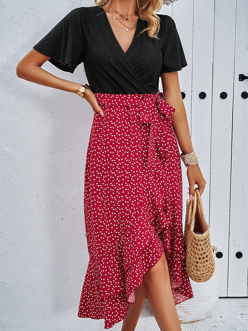 Classy V Neck Wrapped Around Midi Dress