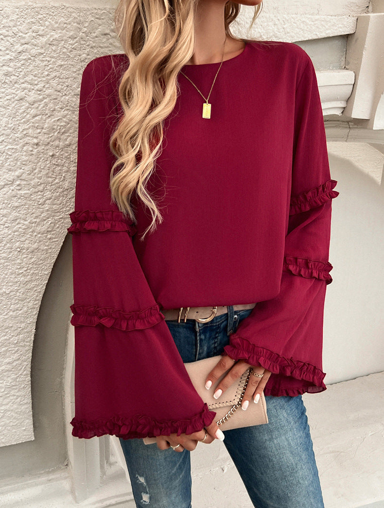 Chic Professional Ruffled Sleeve Blouse