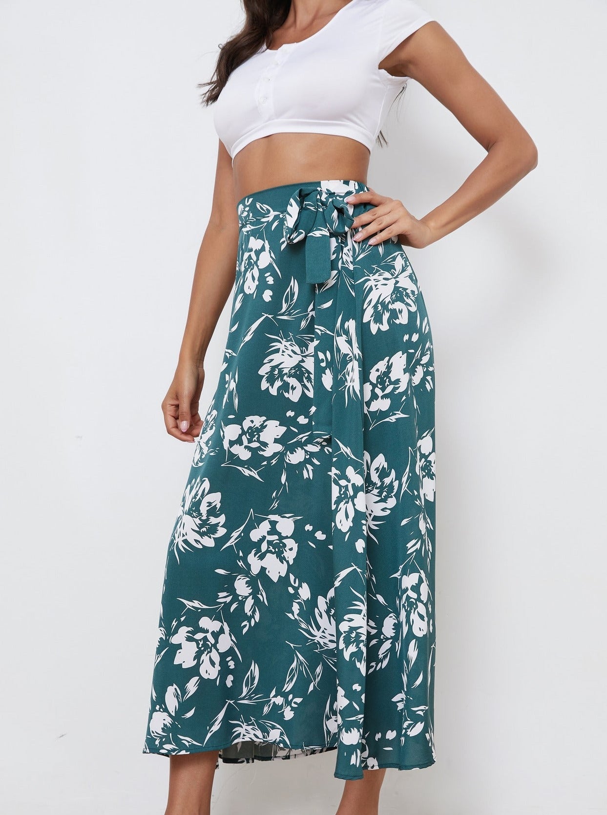 Vintage Floral Print A-Line Summer Skirt