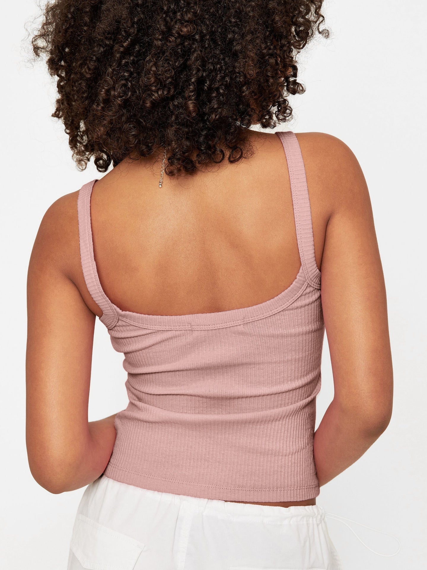 Pink Sexet Strikket Camisole Ærmeløs Crop Top 