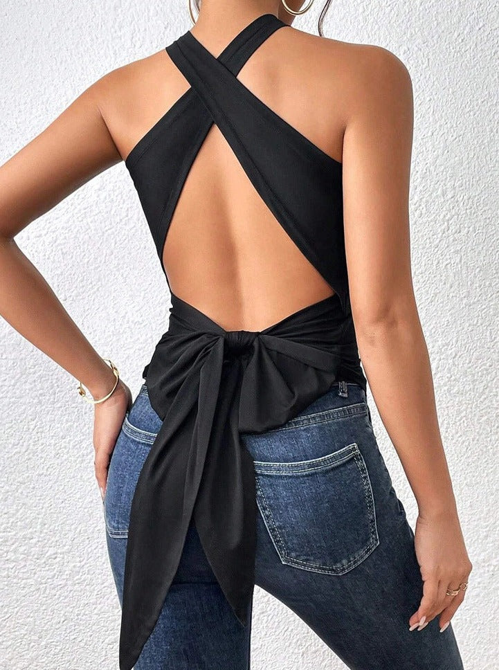 Elegant sort Crosscross Halter Top 