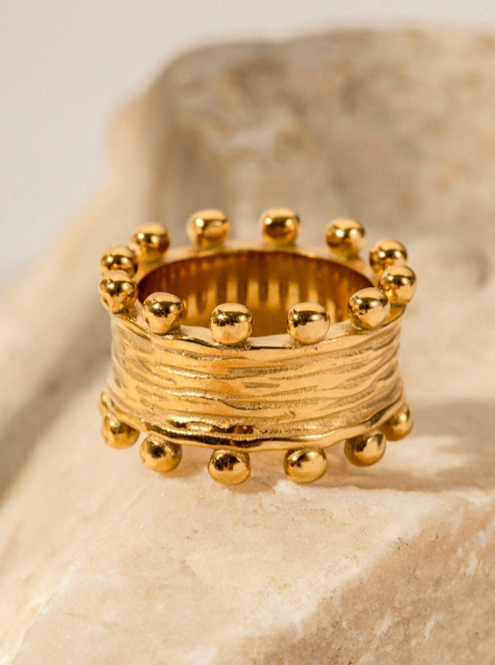 18k Non Fading Gold Plated Wood Grain Ring