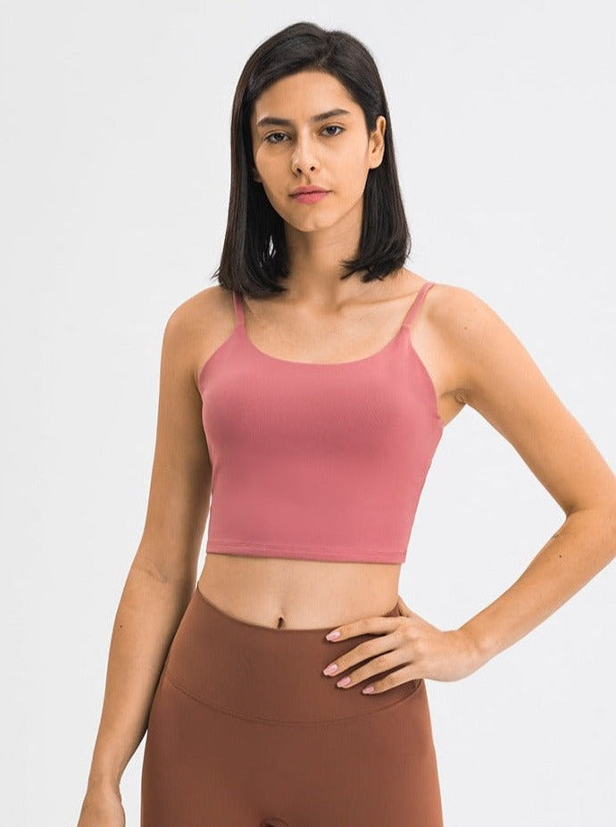 Peach Pink Ærmeløs Sport Yoga Crop Top 