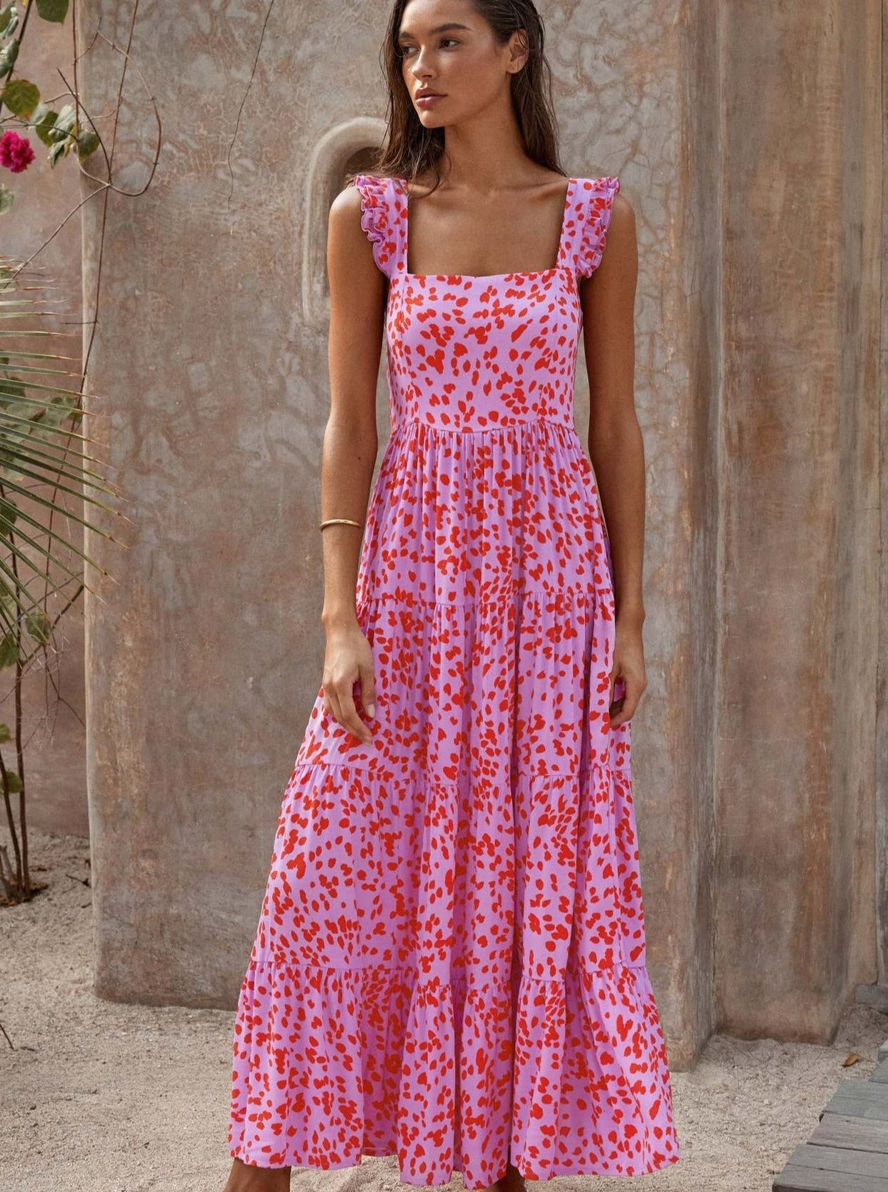 Bohemian Halter Flowy Midi-kjole 