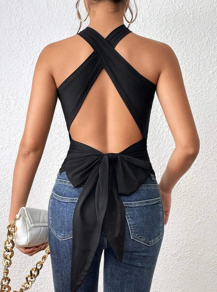 Elegant sort Crosscross Halter Top 