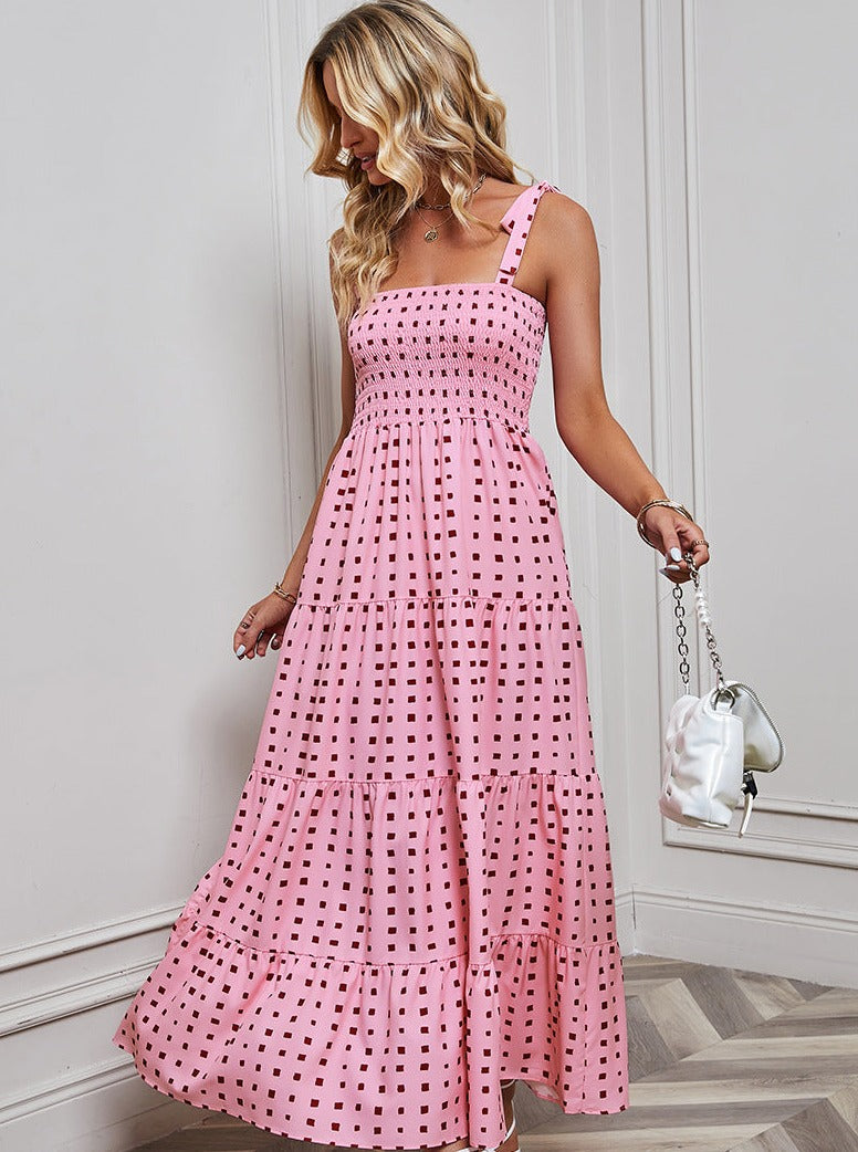 Cute Polka Dots Ribbon Shoulder Dress