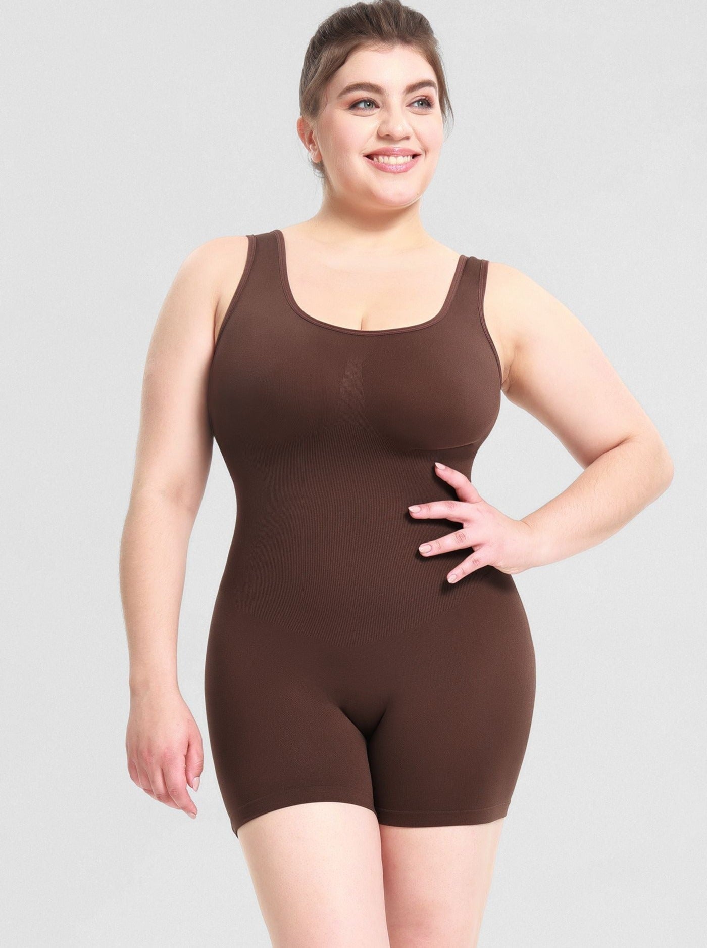 Brun Plus Size Tummy Control Romper Bodysuit 