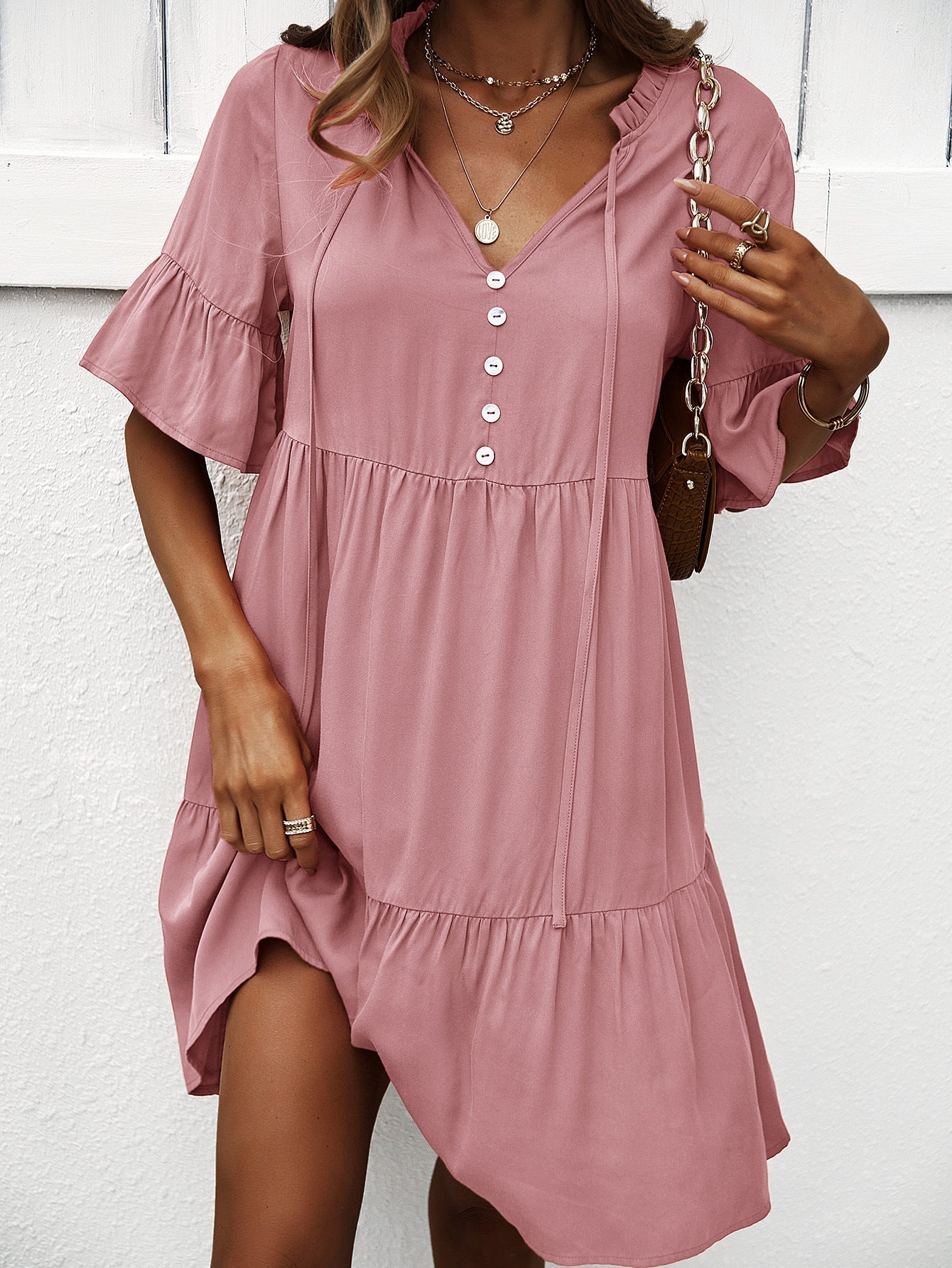 Pink Layered A-Line Dress