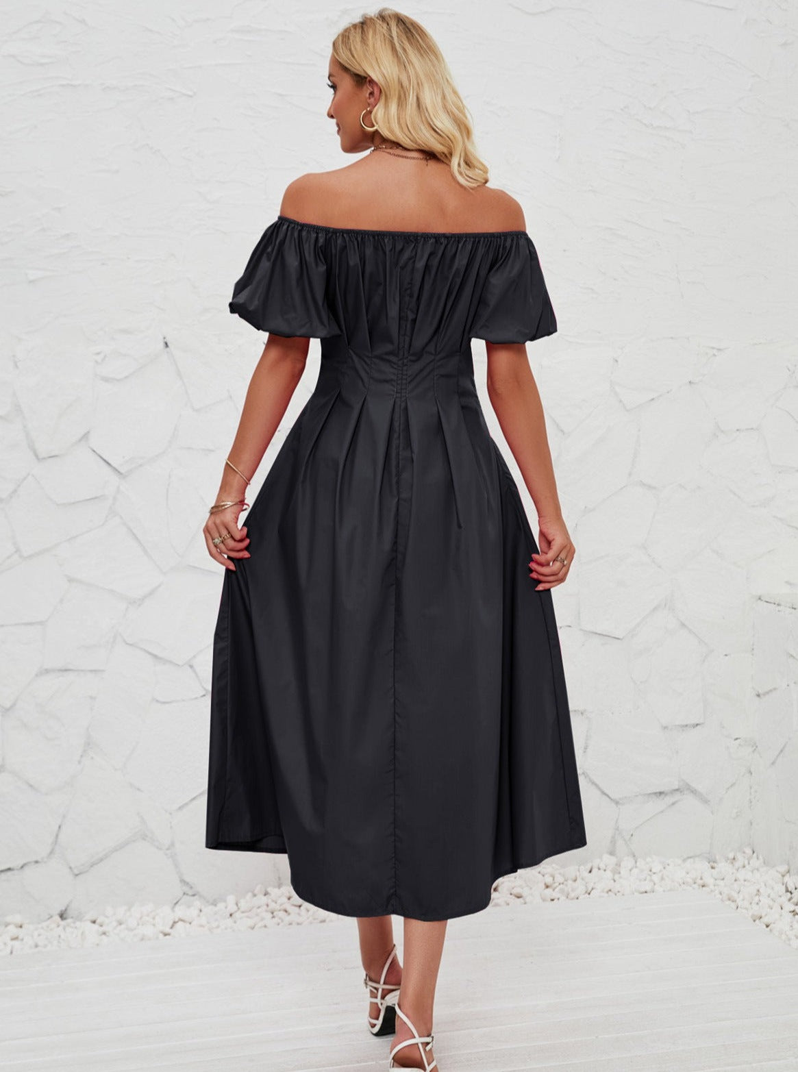 Off Shoulder Bell Sleeved Midi-kjole 