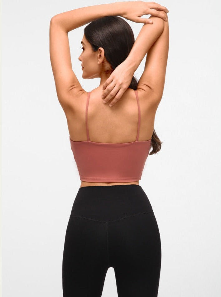 Peach ærmeløs Sport Yoga Crop Top 