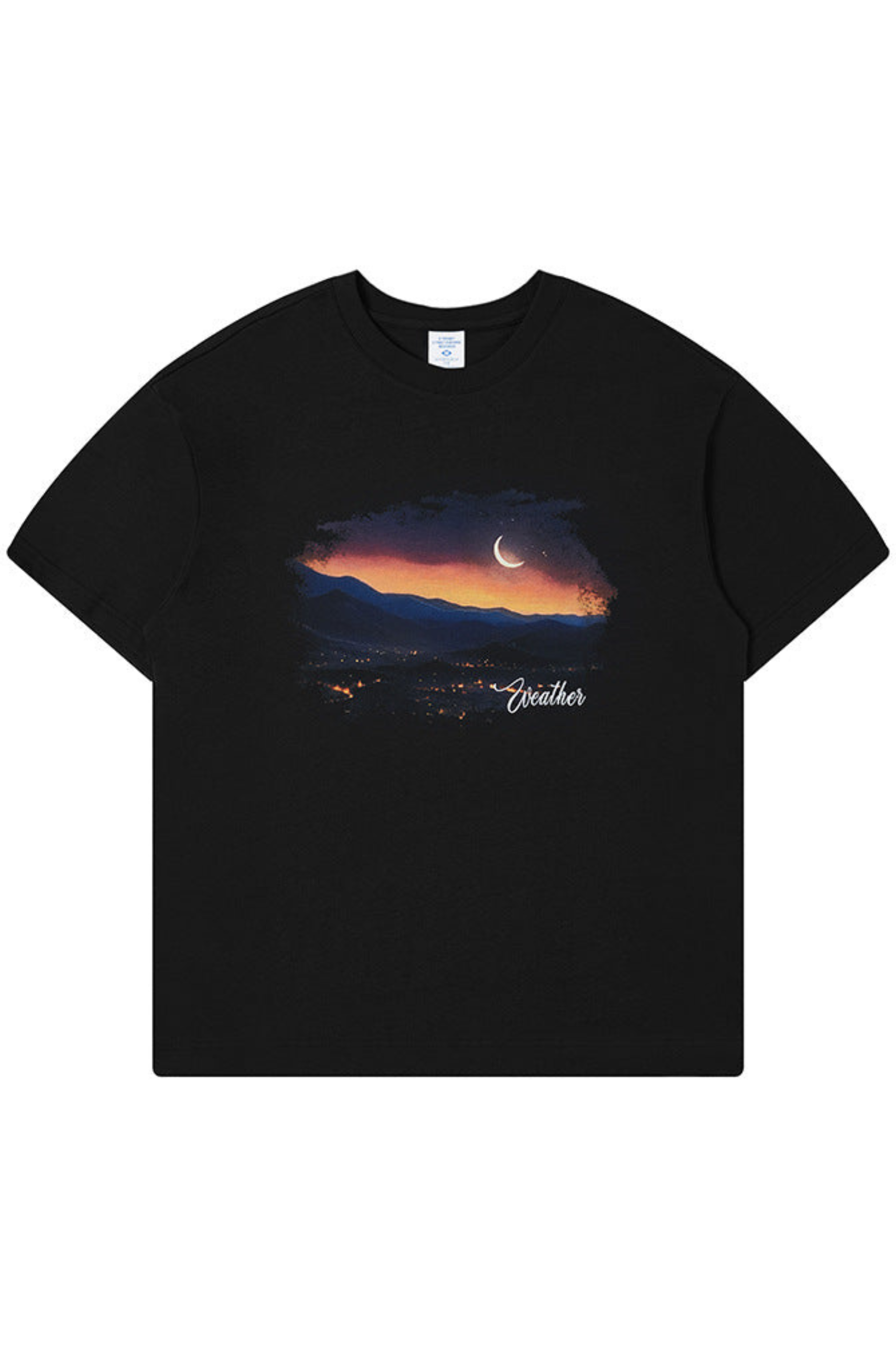 Solnedgangstrykt løs T-shirt 