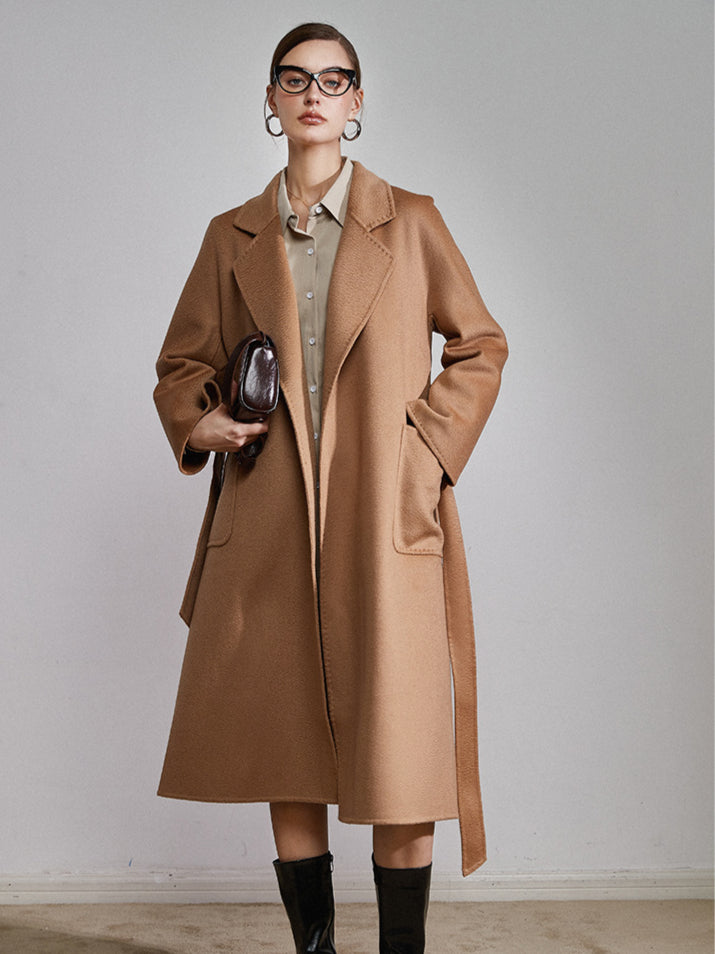 Damen Trenchcoat Mit Gürtel Lang Elegant Klassisch 