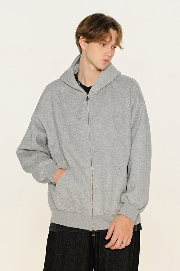 Grauer Zip Hoodie Unisex Oversize Kapuzenjacke Komfortable Jacke