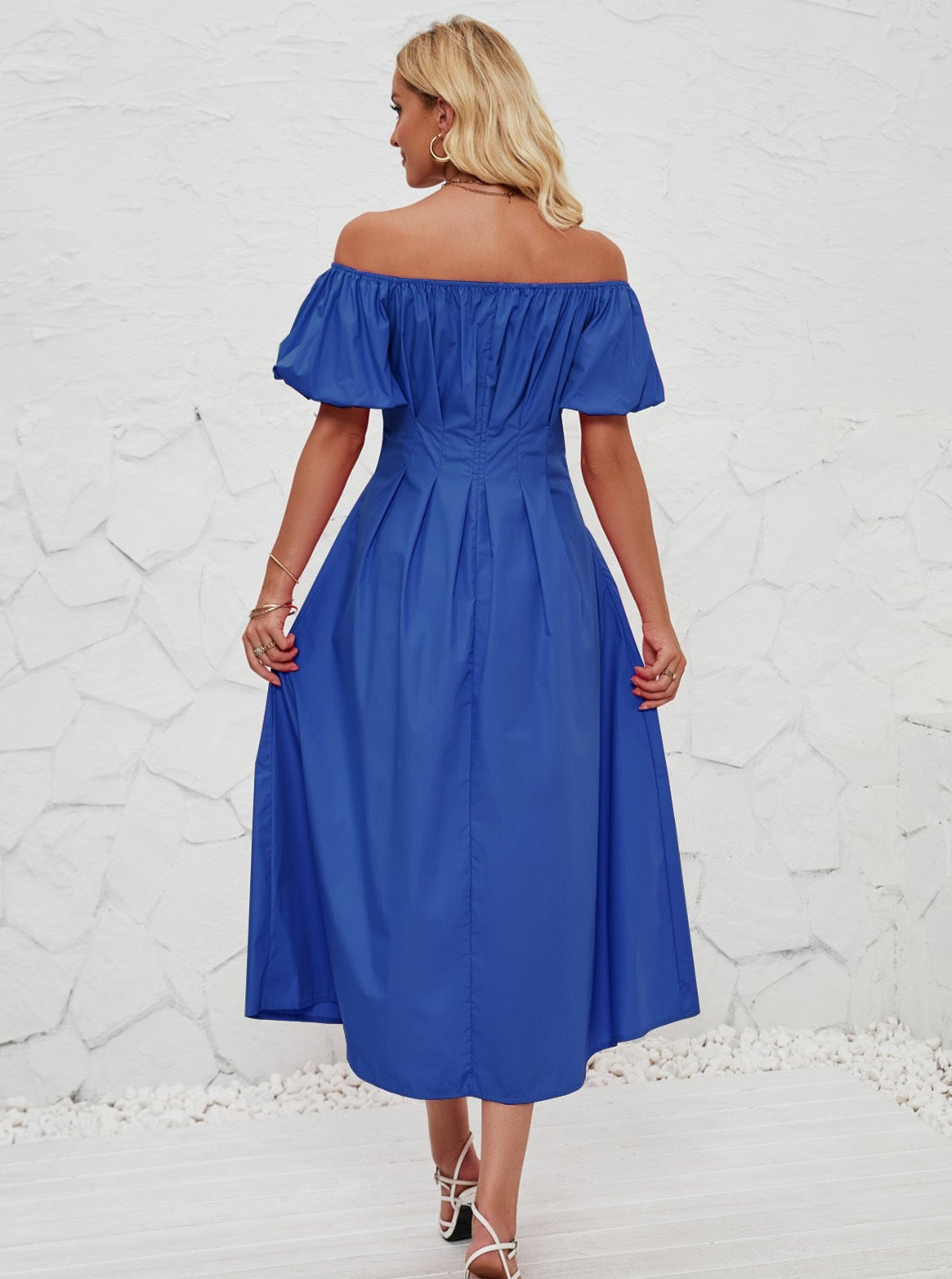 Off Shoulder Bell Sleeved Midi-kjole 